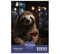 Jigsaw for Teenagers 1000 Pieces Wine Sloth Portrait Adult Jigsaw Puzzle Relaxing Games Difficult Challenge Christmas Birthday Gifts 70x50cm/1000pcs