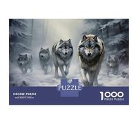 Jigsaw for Teenagers 1000 Pieces Wolf Pack in Snowy Forest Puzzles for Adults Toy Wall Decor Analysis And Logic Christmas Birthday Gifts 52x38cm/1000pcs