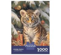 Jigsaw for Teenagers 1000 Pieces Xmas Tiger for Kids Puzzles for Adults Toy Wall Decor Analysis And Logic Christmas Birthday Gifts 52x38cm/1000pcs