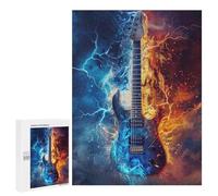 Jigsaw for Teenagers 500 PCS Electric Guitar with Fire And Ice Effect-1 Adult Jigsaw Puzzles Family Activities Parent-child Interaction Beautiful Design Game 500 PCS