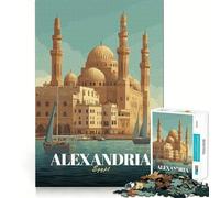 Jigsaw for Teenagers1000 Pieces Alexandria Egypt Travel Poster Smooth Joint Fun Brain Activity Fun Restful Game Fun Xmas Leisure Gift (38x52cm)