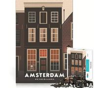 Jigsaw for Teenagers1000 Pieces Amsterdam Cityscape Smooth Joint Fun Brain Activity Fun Restful Game Fun Xmas Leisure Gift (38x52cm)