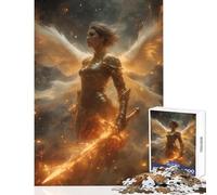 Jigsaw for Teenagers1000 Pieces Angelic Warrior with Flaming Sword Jigsaw for Teenagers Pattern Assembly Educational Challenge Unique Gifts for Birthday And Christmas (38x26cm)