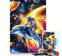 Jigsaw for Teenagers1000 Pieces Astronaut And Dolphin Exploring Space Smooth Joint Fun Brain Activity Fun Restful Game Fun Xmas Leisure Gift (38x52cm)