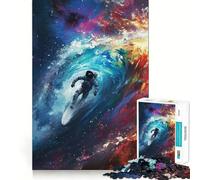 Jigsaw for Teenagers1000 Pieces Astronaut Cosmic Surfing Smooth Joint Fun Brain Activity Fun Restful Game Fun Xmas Leisure Gift (38x26cm)