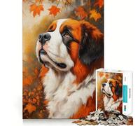 Jigsaw for Teenagers1000 Pieces Autumn Saint Bernard- Smooth Joint Fun Brain Activity Fun Restful Game Fun Xmas Leisure Gift (38x52cm)