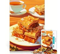 Jigsaw for Teenagers1000 Pieces Baklava And Tea Still Life Smooth Joint Fun Brain Activity Fun Restful Game Fun Xmas Leisure Gift (50x75cm)