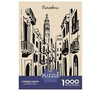 Jigsaw for Teenagers1000 Pieces Barcelona Street Illustration Jigsaw for Adults Brain Teaser Game Difficult Hard Stress Reduction Gifts 52x38cm/1000pcs
