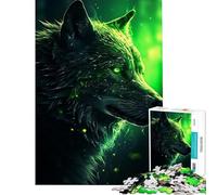 Jigsaw for Teenagers1000 Pieces Black Wolf Green Eyes Toy Intellectual Game Brain Teaser Game Difficult Hard Great Gifts for Games (Size 38x52cm)