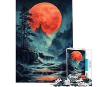 Jigsaw for Teenagers1000 Pieces Blood Moon Landscape Toy Intellectual Game Brain Teaser Game Difficult Hard Great Gifts for Games (Size 38x26cm)
