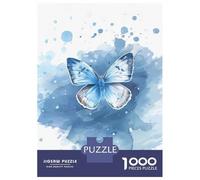 Jigsaw for Teenagers1000 Pieces Blue Butterfly Watercolor Puzzle for Adults Brain Teaser Game Wall Decoration Stress Reduction Gifts 70x50cm/1000pcs