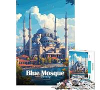 Jigsaw for Teenagers1000 Pieces Blue Mosque Istanbul Fun at Home Activities, Home Decoration Fun Games for And 14 Years And over (50x75cm)