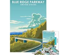 Jigsaw for Teenagers1000 Pieces Blue Ridge Parkway Art Educational Game for Educational Game Challenge Toy Gifts Ideas Hand Speed Race (Size 38x52cm)