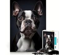 Jigsaw for Teenagers1000 Pieces Boston Terrier Dog Smooth Joint Fun Brain Activity Fun Restful Game Fun Xmas Leisure Gift (50x75cm)