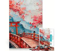 Jigsaw for Teenagers1000 Pieces Bridge to Torii Gate Tight Cut Fun Logic Puzzle Play Relax Fun Time Christmas Art Gift (38x26cm)
