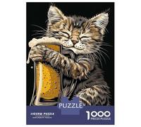 Jigsaw for Teenagers1000 Pieces Cat Beer Jigsaw for Adults Brain Teaser Game Difficult Hard Stress Reduction Gifts 70x50cm/1000pcs