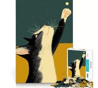 Jigsaw for Teenagers1000 Pieces Cat Reaching for Star Tight Cut Fun Logic Puzzle Play Relax Fun Time Christmas Art Gift (50x75cm)