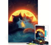 Jigsaw for Teenagers1000 Pieces Celestial Sleeping Cats Tight Cut Fun Logic Puzzle Play Relax Fun Time Christmas Art Gift (50x75cm)