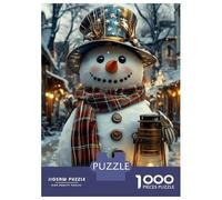 Jigsaw for Teenagers1000 Pieces Charming Snowman with Lantern Puzzle for Adults Brain Teaser Game Wall Decoration Stress Reduction Gifts 70x50cm/1000pcs