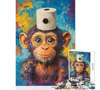 Jigsaw for Teenagers1000 Pieces Chimp with A Roll Jigsaw Puzzle Family Games Pattern Assembly Deal As Gifts for The Whole Family (Size 50x75cm)