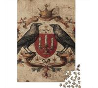 Jigsaw for Teenagers1000 Pieces Crown Crest Raven Art Print Puzzle for Adults Hands-on Game Perfect Decoration Unique Birthday And Gifts 38x26cm/1000pcs