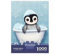 Jigsaw for Teenagers1000 Pieces Cute Penguin in Bathtub with Bubbles Jigsaw for Adults Toy Wall Decor A Work of Art Unique Birthday And Gifts 38x26cm/1000pcs