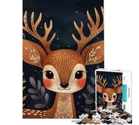 Jigsaw for Teenagers1000 Pieces Cute Whimsical Deer Fun at Home Activities, Home Decoration Fun Games for And 14 Years And over (38x26cm)