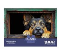 Jigsaw for Teenagers1000 Pieces Dog Looking Through A Green Window Jigsaw for Adults Brain Teaser Game Difficult Hard Stress Reduction Gifts 70x50cm/1000pcs