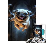 Jigsaw for Teenagers1000 Pieces Dracula Pug Impossible Game for Educational Game Challenge Toy Funny Gifts Suitable for Couples (Size 75x50cm)