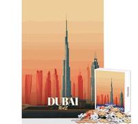 Jigsaw for Teenagers1000 Pieces Dubai UAE Skyline Art Print Puzzles for Teenagers Difficult Challenge for Birthday, Chrismas Challenging Game And Family Play (38x52cm)
