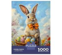 Jigsaw for Teenagers1000 Pieces Easter Bunny Painting Jigsaws for Adults Brain Teaser Game Enhance Memory Help The Brain Exercise 38x26cm/1000pcs