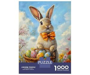 Jigsaw for Teenagers1000 Pieces Easter Bunny Painting Jigsaws for Adults Brain Teaser Game Enhance Memory Help The Brain Exercise 38x26cm/1000pcs