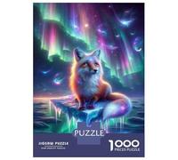 Jigsaw for Teenagers1000 Pieces Fantasy Fox Aurora Art Print Puzzle for Adults Hands-on Game Perfect Decoration Unique Birthday And Gifts 38x26cm/1000pcs