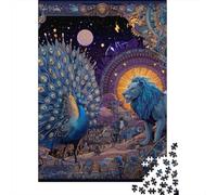 Jigsaw for Teenagers1000 Pieces Fantasy Peacock Lion Art Print Puzzle for Adults Hands-on Game Perfect Decoration Unique Birthday And Gifts 70x50cm/1000pcs