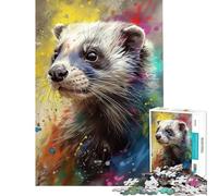 Jigsaw for Teenagers1000 Pieces Ferret Painting Challenging To Complete Analysis And Logic Educational Game for And 14 Years And over (38X52cm)