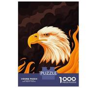 Jigsaw for Teenagers1000 Pieces Fierce Eagle Vector Portrait with Fiery Backdrop Jigsaws for Adults Brain Teaser Game Enhance Memory Help The Brain Exercise 52x38cm/1000pcs