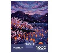Jigsaw for Teenagers1000 Pieces Floating Lanterns Under Cherry Blossoms Jigsaw for Adults Brain Teaser Game Difficult Hard Stress Reduction Gifts 70x50cm/1000pcs