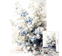 Jigsaw for Teenagers1000 Pieces Flower Blue White Forget Me Not Puzzles for Teenagers Difficult Challenge for Birthday, Chrismas Challenging Game And Family Play (38x52cm)