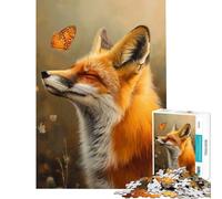 Jigsaw for Teenagers1000 Pieces Fox And Butterfly for Birthday, Chrismas Enhance Memory Toy Wall Decor Suitable for People Aged 14 And Above (50X75cm)