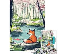Jigsaw for Teenagers1000 Pieces Fox by The Stream Puzzles for Teenagers Precision Cutting Parent-child Interaction Brainteaser Family Games (Size 38x52cm)