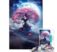 Jigsaw for Teenagers1000 Pieces Full Moon Sakura Tree Challenging To Complete Analysis And Logic Educational Game for And 14 Years And over (50X75CM)