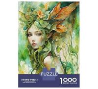 Jigsaw for Teenagers1000 Pieces Green Leafy Forest Fey Puzzle for Adults Brain Teaser Game Wall Decoration Stress Reduction Gifts 52x38cm/1000pcs
