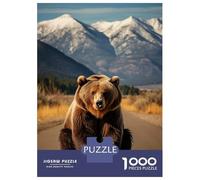 Jigsaw for Teenagers1000 Pieces Grizzly Bear on Road Jigsaws for Adults Brain Teaser Game Enhance Memory Help The Brain Exercise 52x38cm/1000pcs