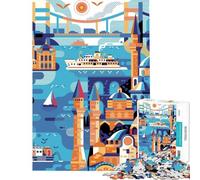 Jigsaw for Teenagers1000 Pieces Istanbul Travel Poster Difficult And Challenge Analysis And Logic Home Decoration Toys for Ages 14 And over (50x75cm)