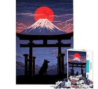 Jigsaw for Teenagers1000 Pieces Japanese Landscape Wolf Torii Toy Intellectual Game Brain Teaser Game Difficult Hard Great Gifts for Games (Size 38x52cm)