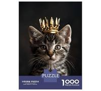Jigsaw for Teenagers1000 Pieces Kitten Cat Cute King Puzzles for Adults Relax Games Precision Cutting Deal As Gifts for The Whole Family 38x26cm/1000pcs