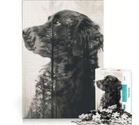Jigsaw for Teenagers1000 Pieces Labrador Double Exposure Anti-Stress Toys Difficult Challenge Enhance Love between Couples 38x26cm