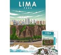 Jigsaw for Teenagers1000 Pieces Lima Peru Travel Poster Toy Intellectual Game Brain Teaser Game Difficult Hard Great Gifts for Games (Size 50x75cm)