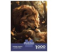 Jigsaw for Teenagers1000 Pieces Lion Deer Raw Meal Scary Jigsaw for Adults Brain Teaser Game Difficult Hard Stress Reduction Gifts 38x26cm/1000pcs