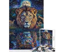 Jigsaw for Teenagers1000 Pieces Lion's Moonlit Majesty Jigsaw Puzzle Family Games Pattern Assembly Deal As Gifts for The Whole Family (Size 38x26cm)